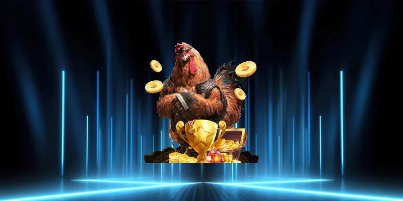 Hình ảnh chú gà chiến đấu mạnh mẽ trên sân